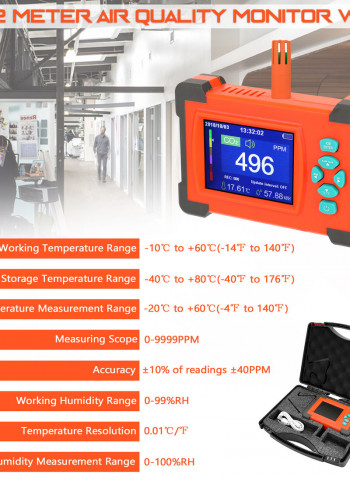 Portable Carbon Dioxide Detector With Storage Case multicolour 26 x 8 x 12cm