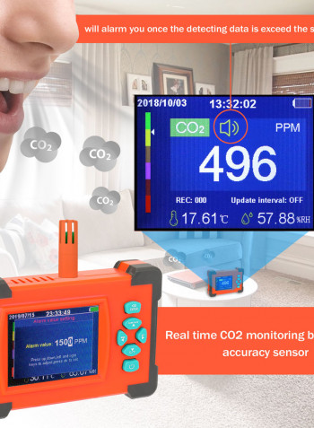 Portable Carbon Dioxide Detector With Storage Case multicolour 26 x 8 x 12cm