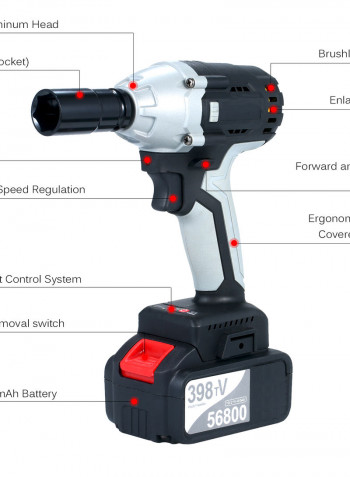 Cordless Electric Impact Wrench Multicolor 36.00x10.00x30.00cm