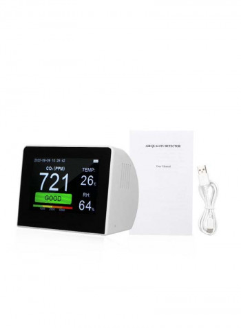 3-In-1 Multifunctional Air Quality Temperature Humidity Monitor Black/White 17.60 x 11.20cm