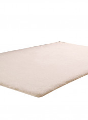 1-Piece Home Floor Rug Modern Solid Color Thickened Supple Anti-Slip Carpet Beige M