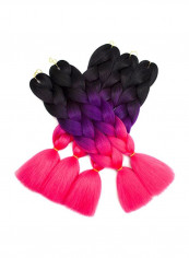 5-Piece Braiding Hair Extension Pink/Black/Purple 24inch