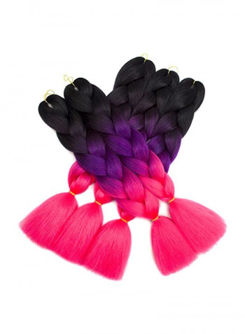 5-Piece Braiding Hair Extension Pink/Black/Purple 24inch