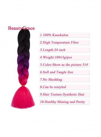 5-Piece Braiding Hair Extension Pink/Black/Purple 24inch