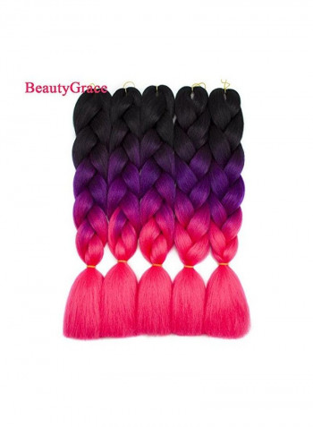 5-Piece Braiding Hair Extension Pink/Black/Purple 24inch