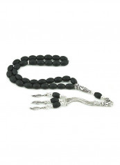 Onyx Prayer Beads with Sterling Silver components