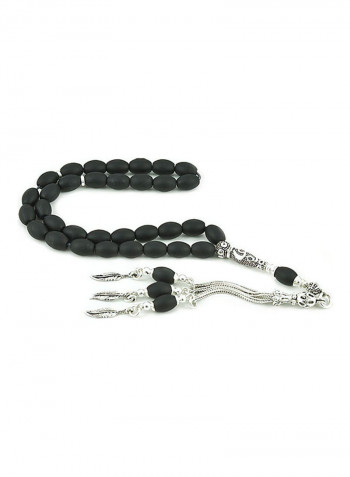 Onyx Prayer Beads with Sterling Silver components