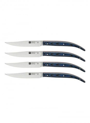 4-Piece Steak Knife Set Silver/Blue