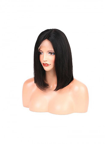 Short Straight Human Hair Wig Black