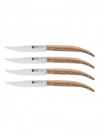 4-Piece Steak Knife Set Brown/Silver