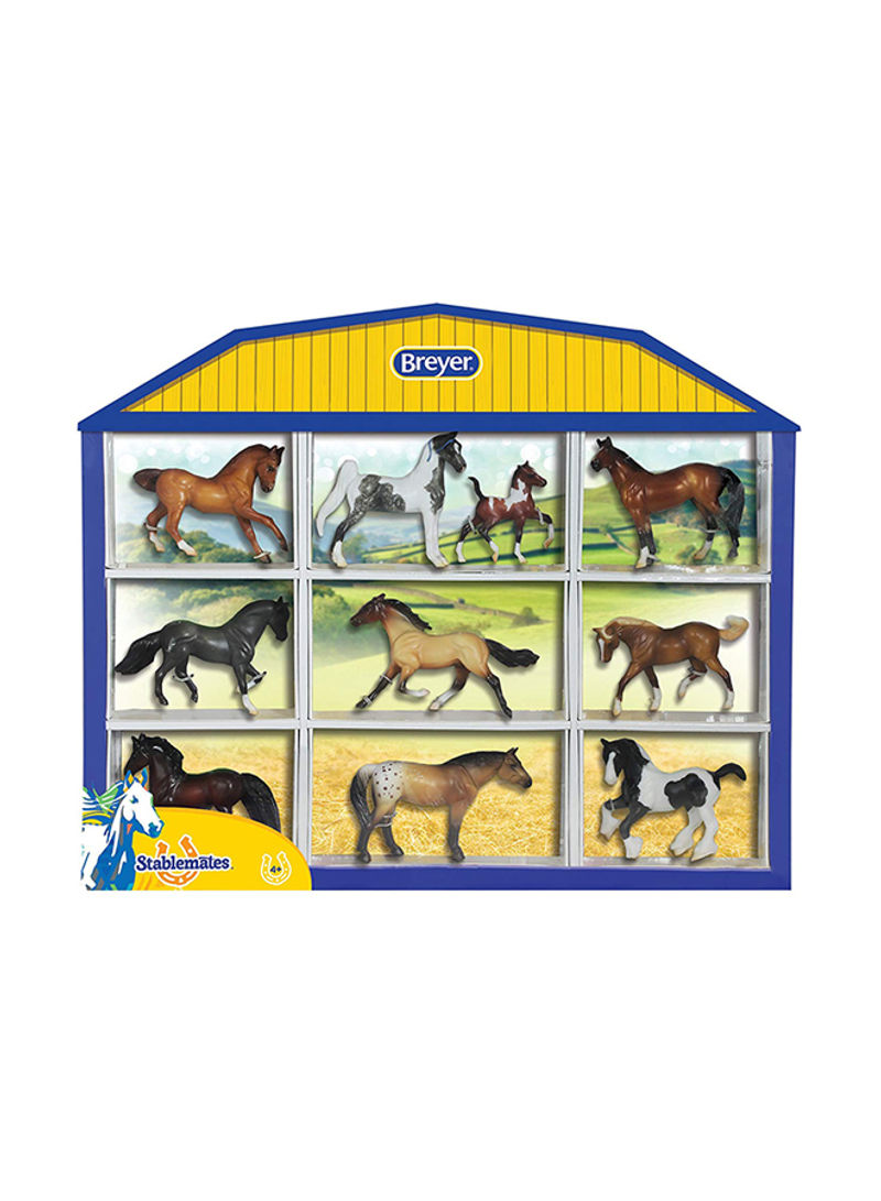 Set Of 10 Stablemate Horse Shadow Box Playset