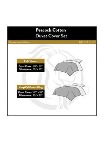 3-Piece Embroidered Cotton Duvet Cover Set White/Blue/Black Full/Queen