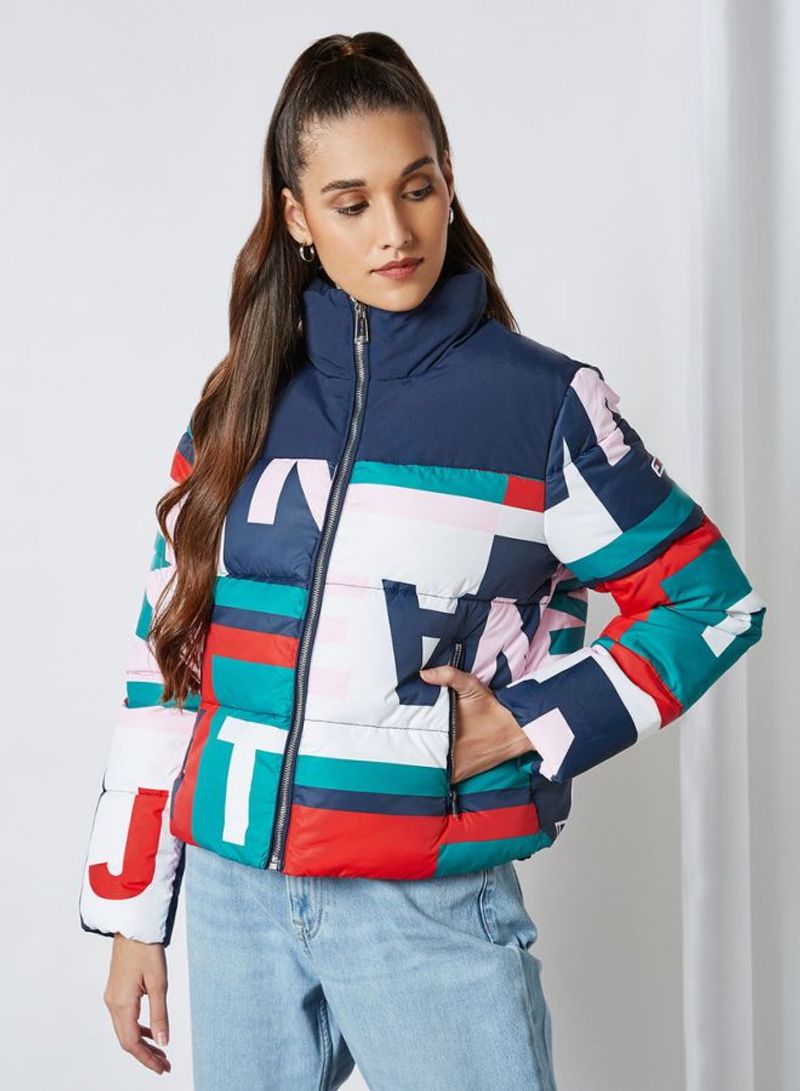 Colour-Blocked Puffer Jacket Red/Blue/Green