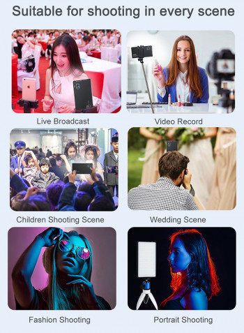 Mini Pocket RGB LED 3200K-5600K Panel Power Bank Function Camera Fill Video Light Black