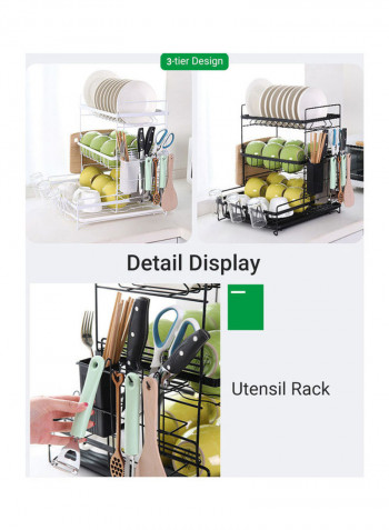 3-Tier kitchen Storage Rack White 47 x 25 x 37cm