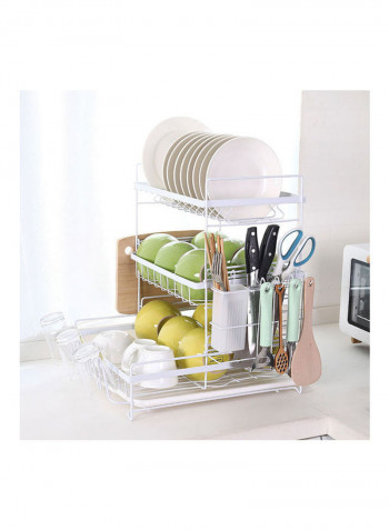 3-Tier kitchen Storage Rack White 47 x 25 x 37cm