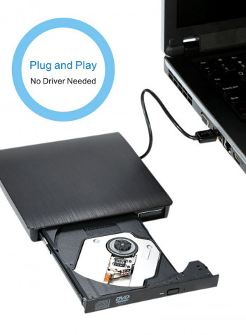 Ultra Slim External Drive DVD-ROM USB 3.0 Reader 3D Blu-Ray Player 0GB Black