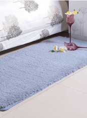 1-Piece Home Floor Rug Modern Solid Color Thickened Supple Anti-Slip Carpet Blue M
