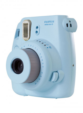 Instax Mini 8 Instant Film Camera Blue With 20 Film Sheets And Leather Carry Case