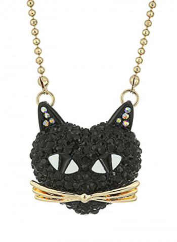 Brass Pave Cat Pendant Necklace