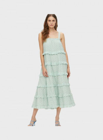 Layered Lace Detail Dress Green