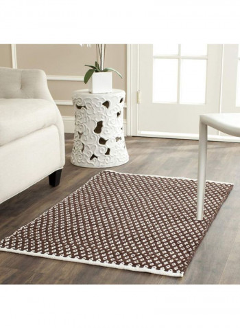 Boston Collection Handmade Cotton Area Rug Brown/White 91.44 x 152.4centimeter