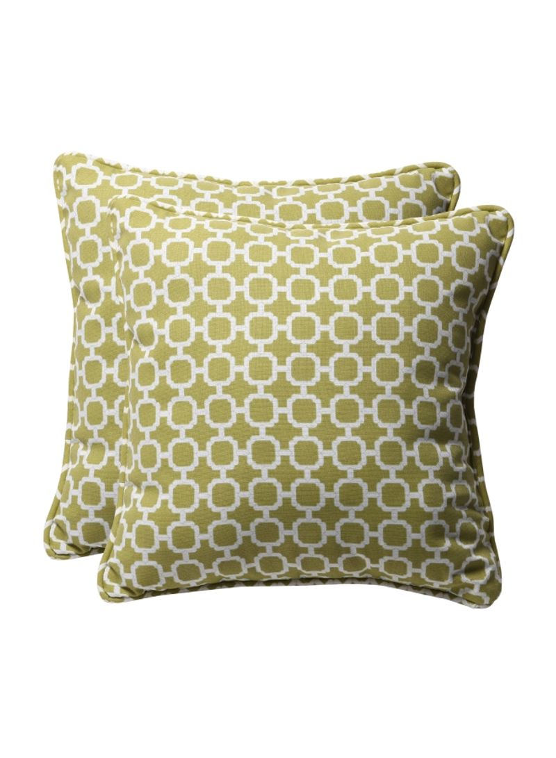 2-Piece Decorative Toss Pillow Green/White 18.5x18.5x5inch