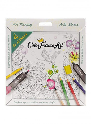 4-Piece Colour Frame Art White/Green/Purple