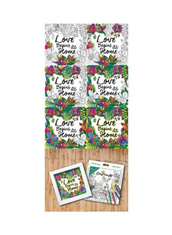 4-Piece Colour Frame Art White/Green/Purple
