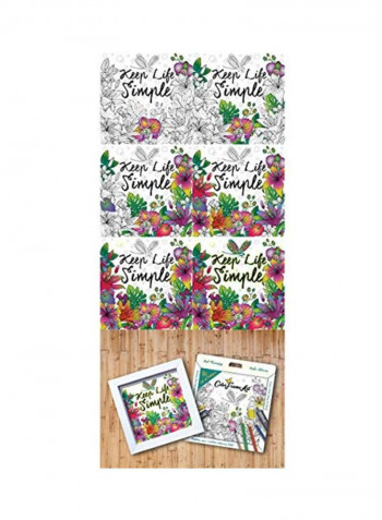 4-Piece Colour Frame Art White/Green/Purple