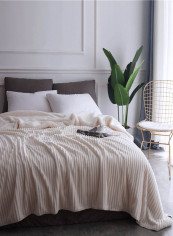 Soft Comfy Blanket Cotton Beige 150x200centimeter