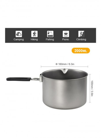 Titanium Pot With Foldable Handle For Camping Hiking 2000مل