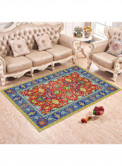 Floral Printed Anti-Slip Living Room Carpet Multicolour 80x160centimeter