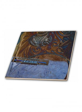 Old Style Guitar Printed Glass Tile Multicolour
