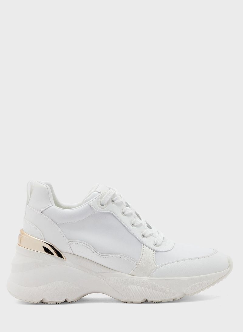 Comfortable Lace Up High Top Sneakers White