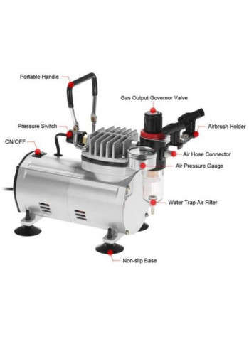 Airbrush Air Compressor Kit Silver/Black