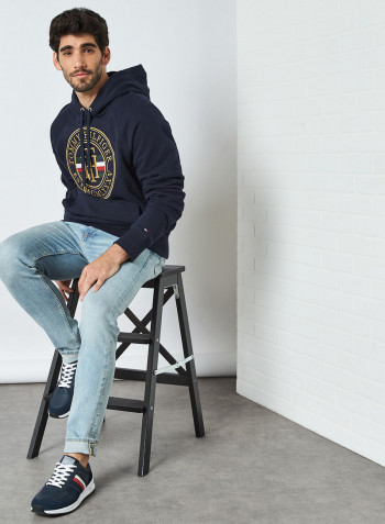 Icons Cotton Fleece Hoodie Navy