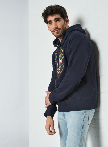 Icons Cotton Fleece Hoodie Navy