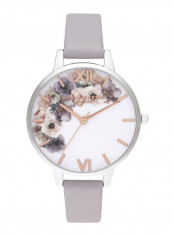Women's Leather Watercolour Florals Demi Dial Analog Watch OB16PP56