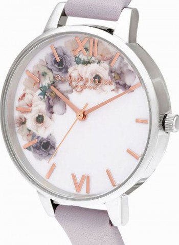 Women's Leather Watercolour Florals Demi Dial Analog Watch OB16PP56