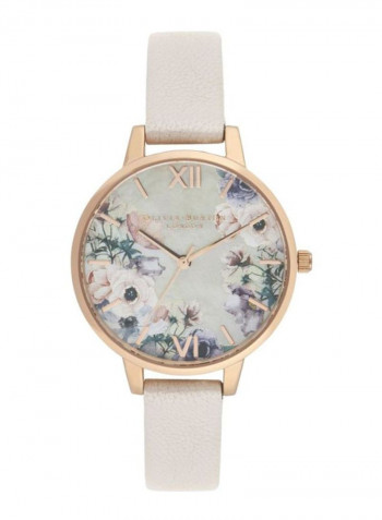 Women's Leather Florals Demi Dial Analog Watch OB16PP53