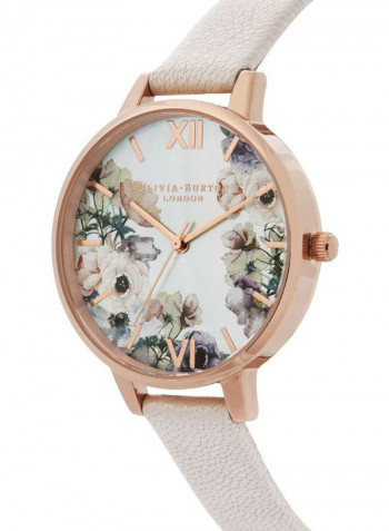 Women's Leather Florals Demi Dial Analog Watch OB16PP53