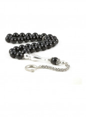 Onyx Prayer Beads With Sterling Silver Components