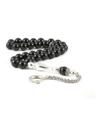 Onyx Prayer Beads With Sterling Silver Components