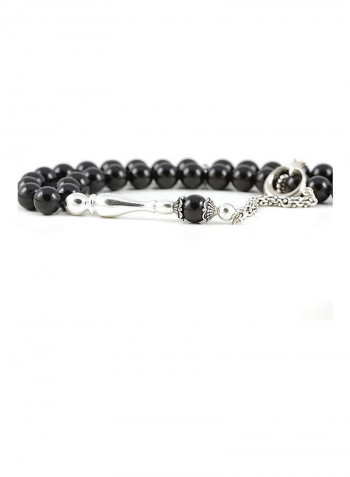 Onyx Prayer Beads With Sterling Silver Components