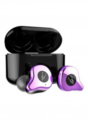 In-Ear Bluetooth Earphones With Charging Box Purple/Black