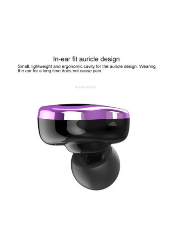 In-Ear Bluetooth Earphones With Charging Box Purple/Black