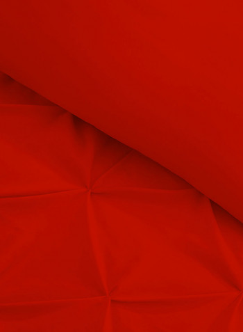 3-Piece Tufted Pattern Egyptian Cotton Duvet Cover Set Red King