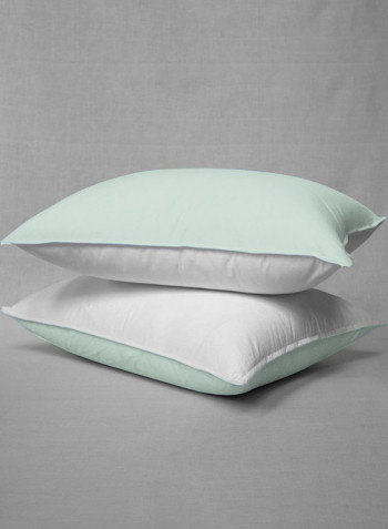 3-Piece Reversible Egyptian Cotton Duvet Cover Set Light Green/White King