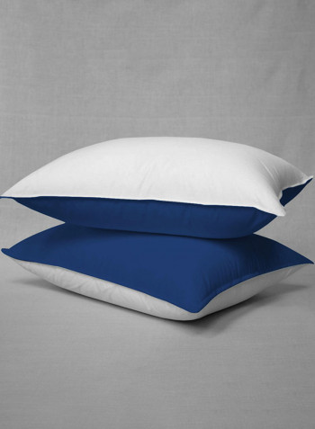 3-Piece Reversible Egyptian Cotton Duvet Cover Set Navy Blue/White King